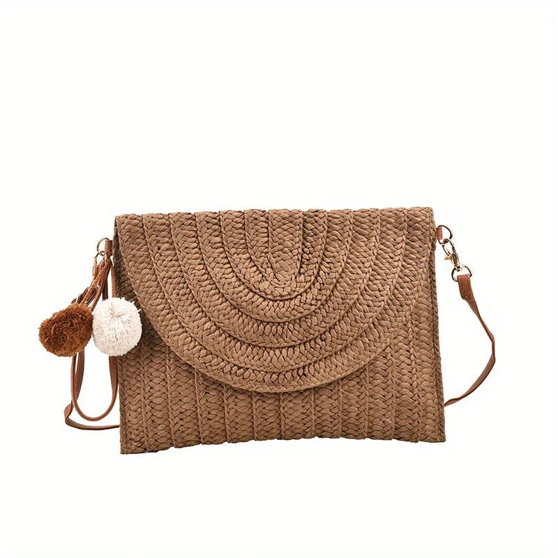 Woven Straw Envelope Bag