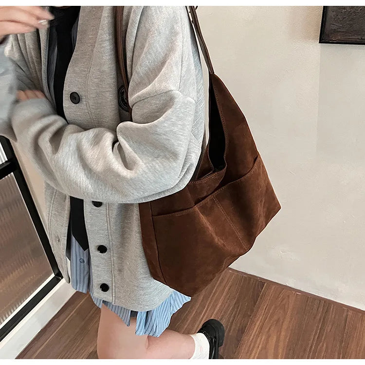 Large Suede Shopper Tote