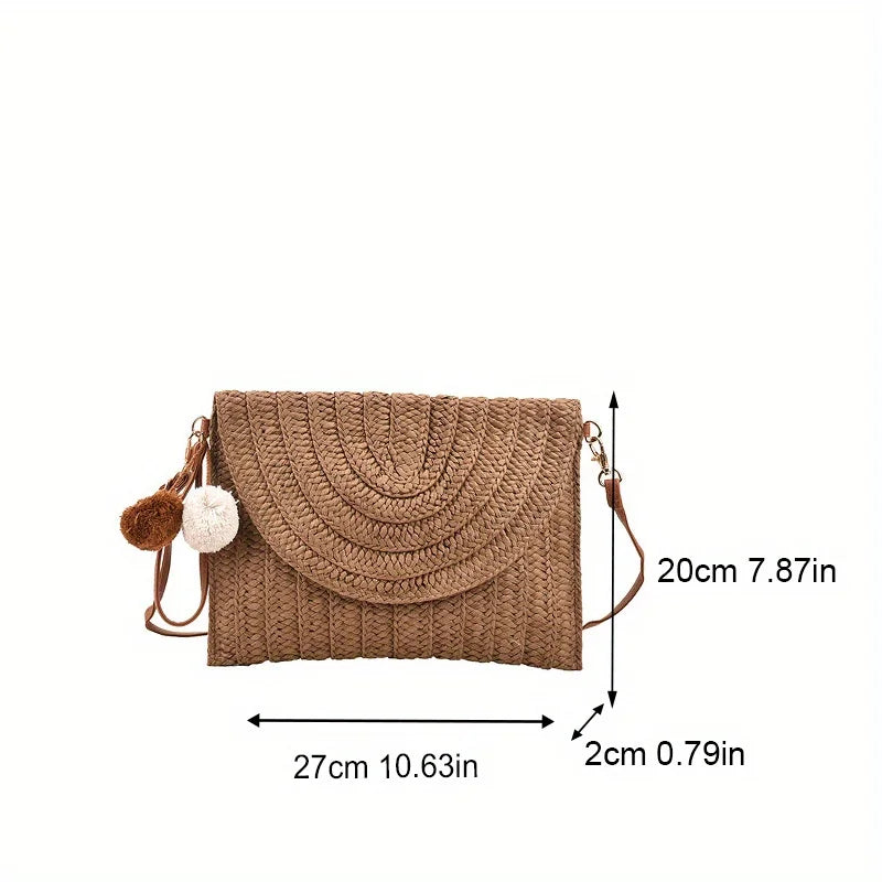 Woven Straw Envelope Bag