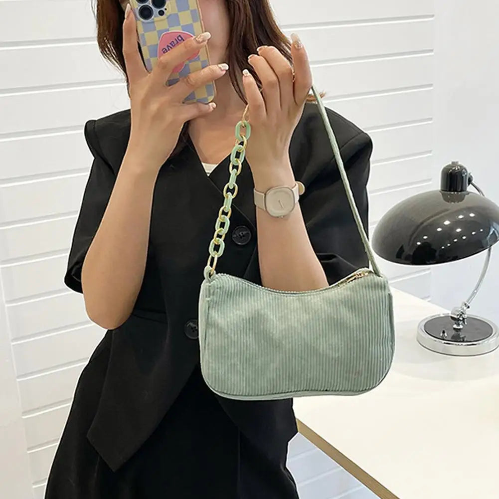Corduroy Crescent Shoulder Bag
