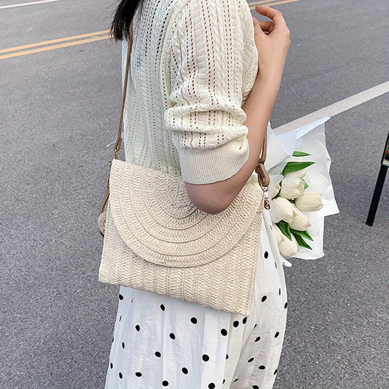 Woven Straw Envelope Bag