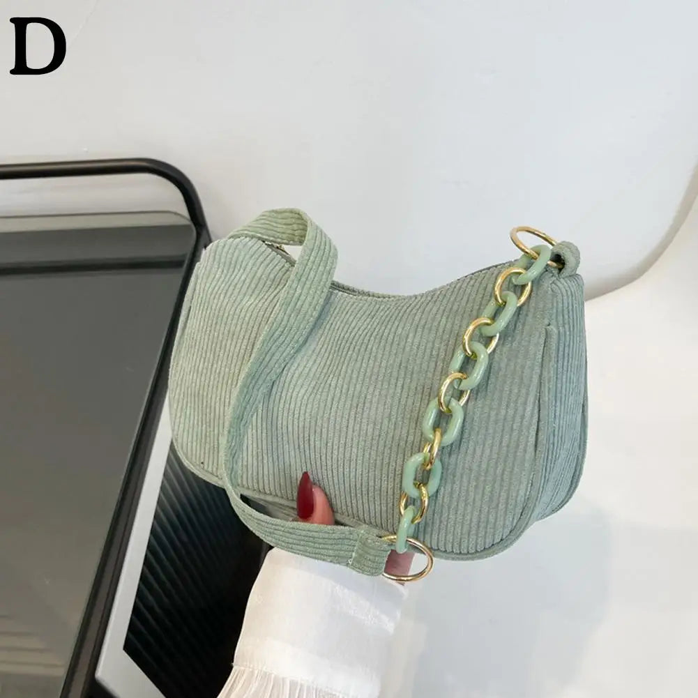 Corduroy Crescent Shoulder Bag