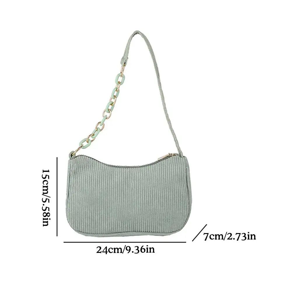 Corduroy Crescent Shoulder Bag