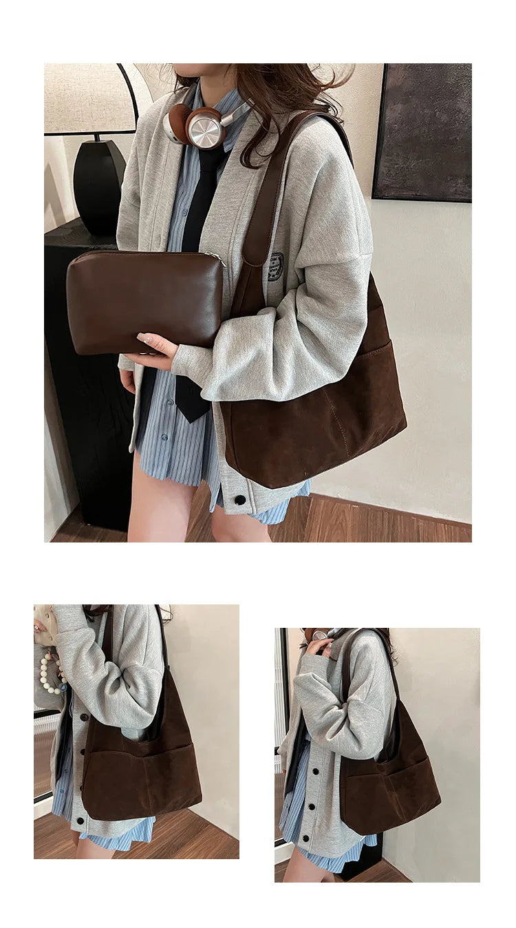 Large Suede Shopper Tote