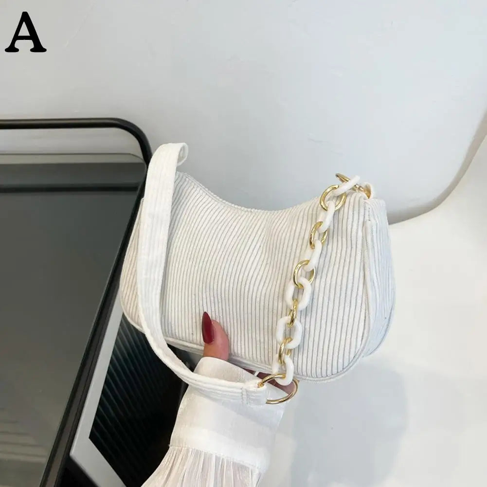 Corduroy Crescent Shoulder Bag