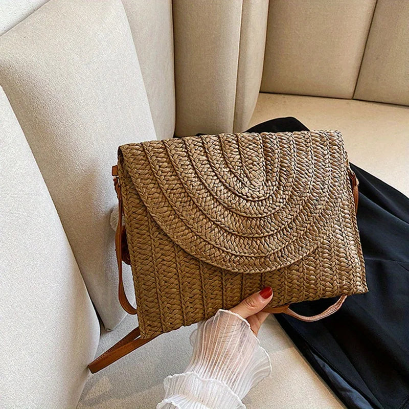 Woven Straw Envelope Bag