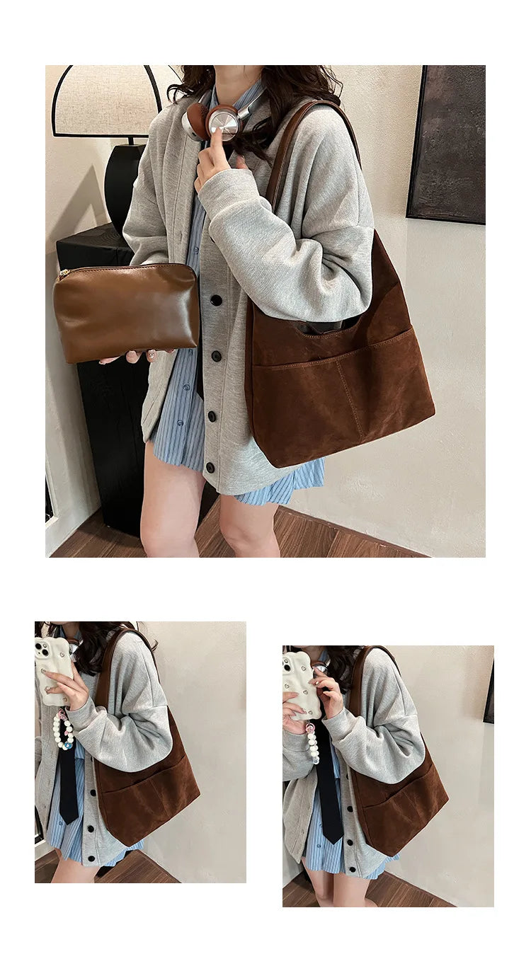 Large Suede Shopper Tote