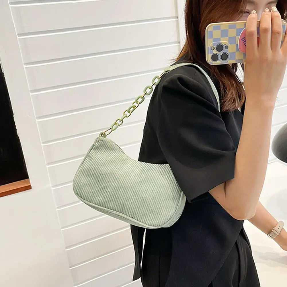Corduroy Crescent Shoulder Bag
