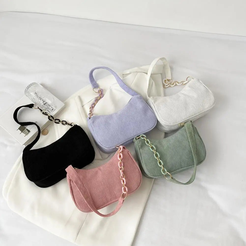 Corduroy Crescent Shoulder Bag