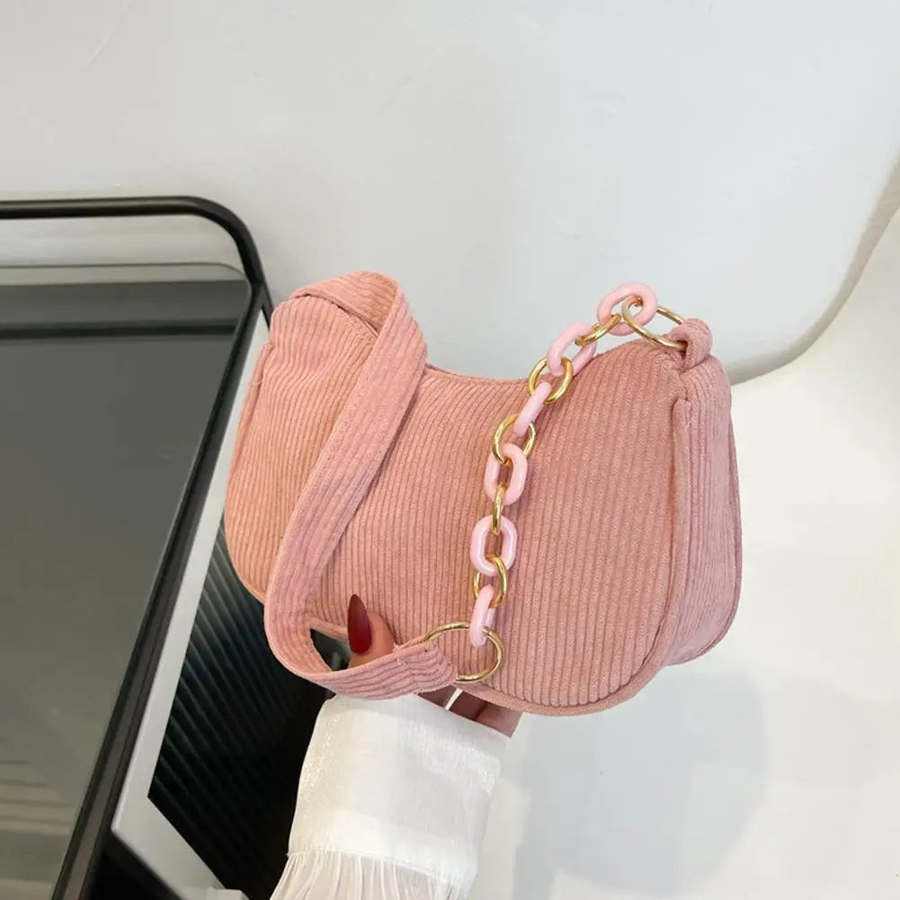 Corduroy Crescent Shoulder Bag