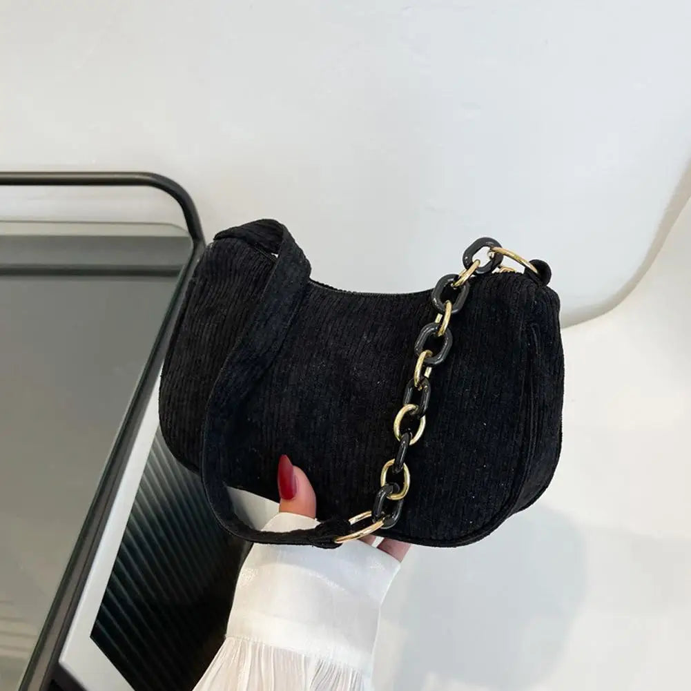 Corduroy Crescent Shoulder Bag