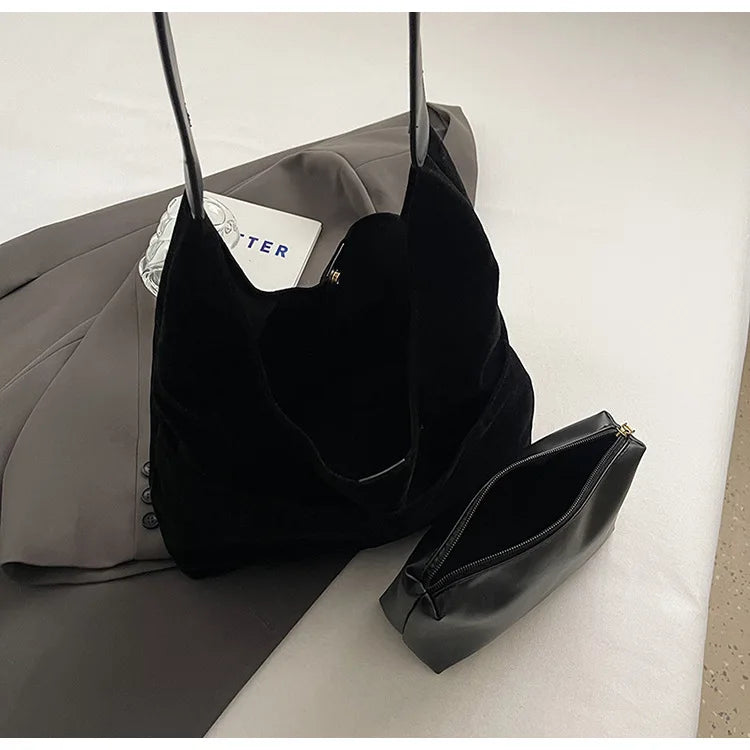 Large Suede Shopper Tote