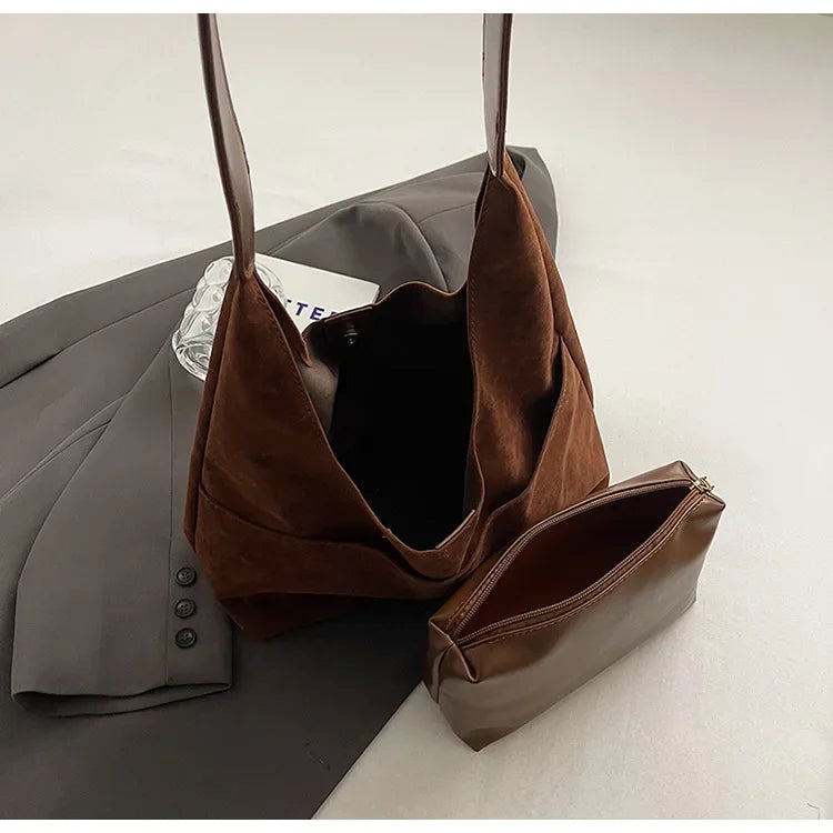 Large Suede Shopper Tote