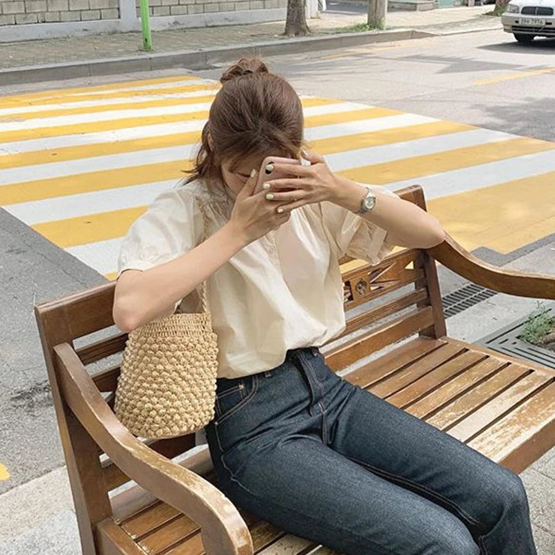 Straw Bucket Crossbody Bag