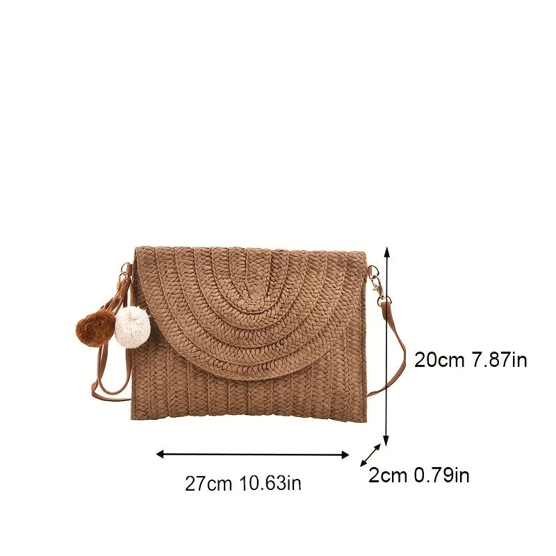 Woven Straw Envelope Bag