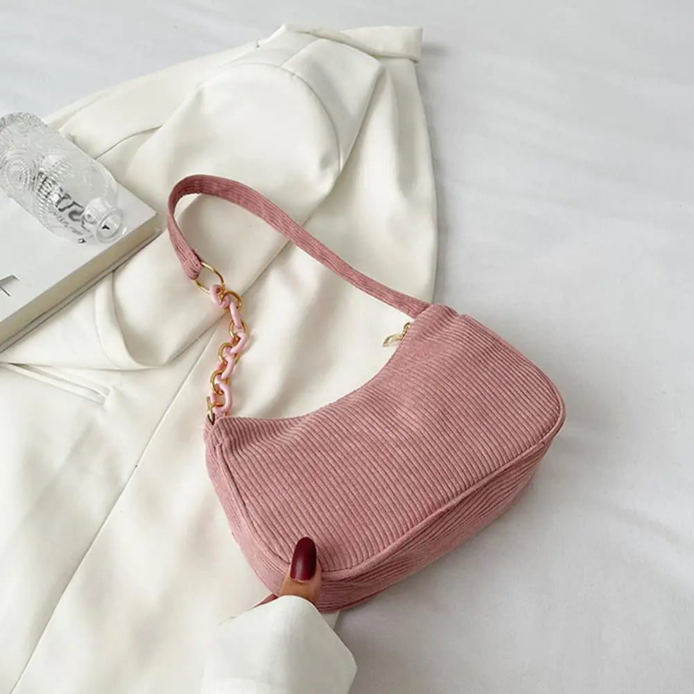 Corduroy Crescent Shoulder Bag