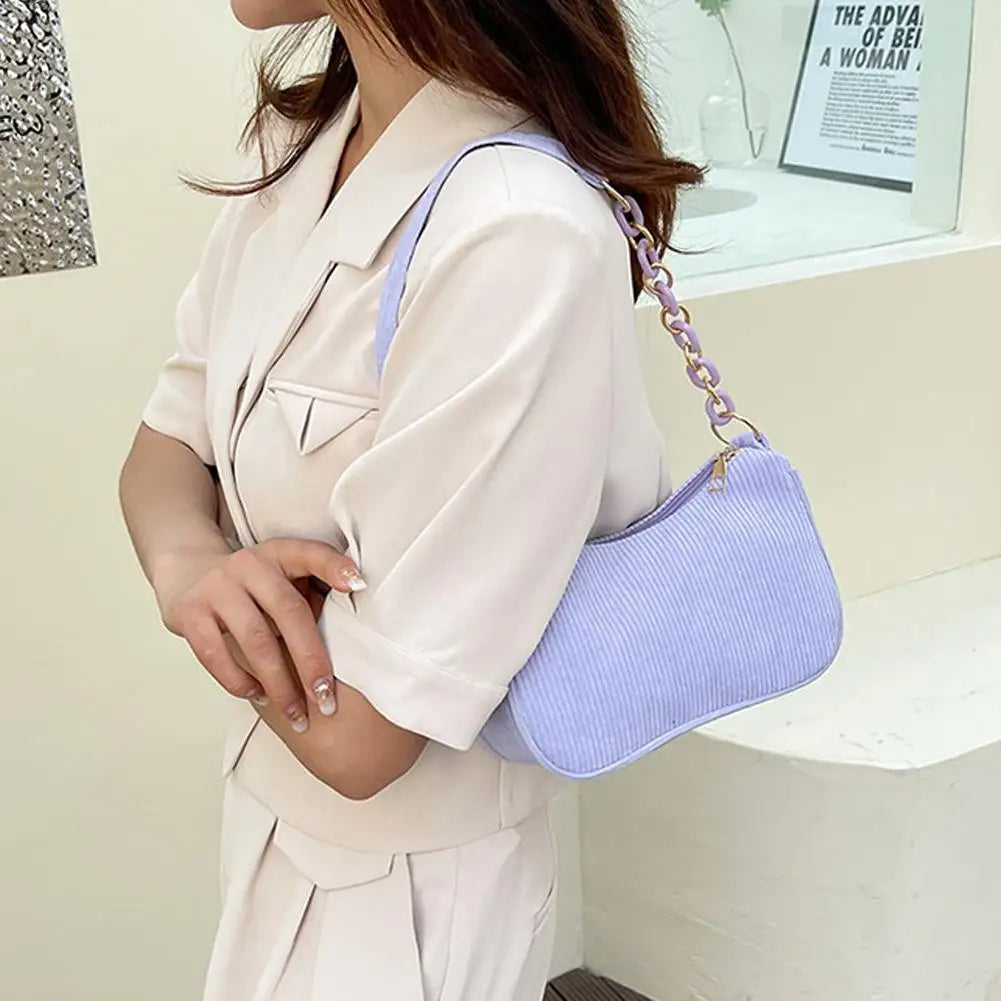 Corduroy Crescent Shoulder Bag