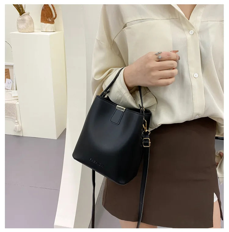 Classic Black Leather Tote Bag