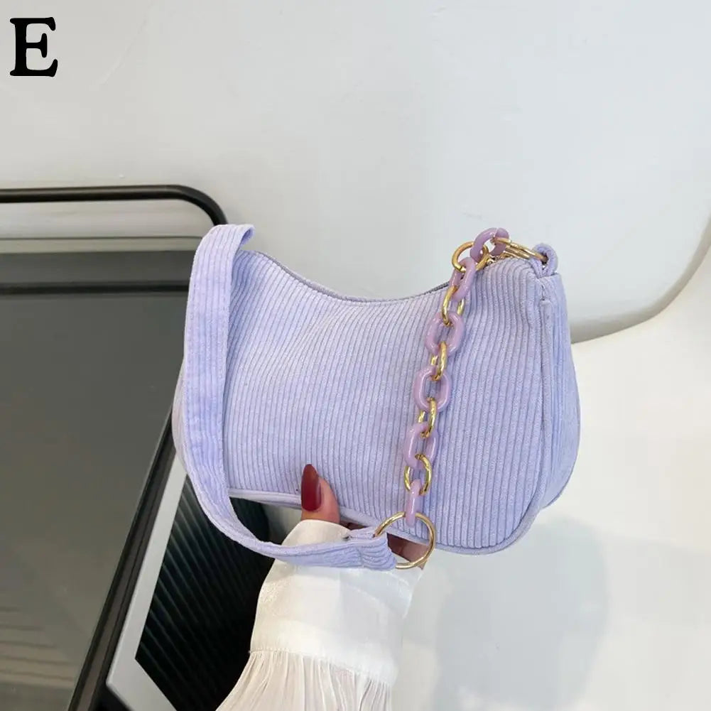Corduroy Crescent Shoulder Bag