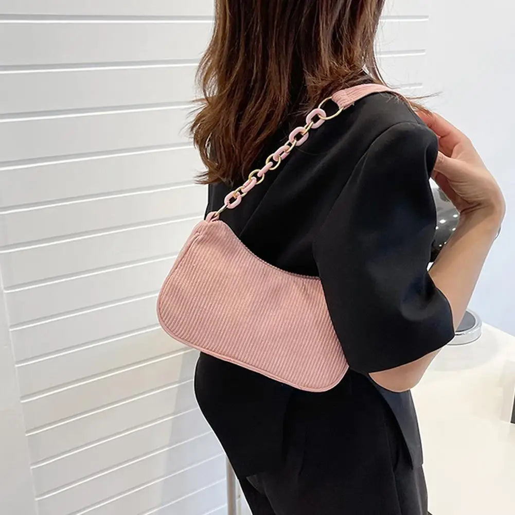 Corduroy Crescent Shoulder Bag
