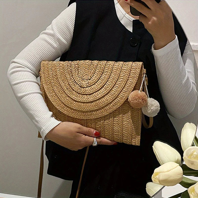 Woven Straw Envelope Bag