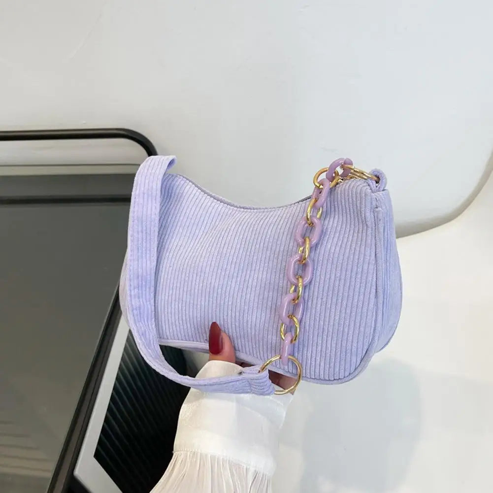 Corduroy Crescent Shoulder Bag