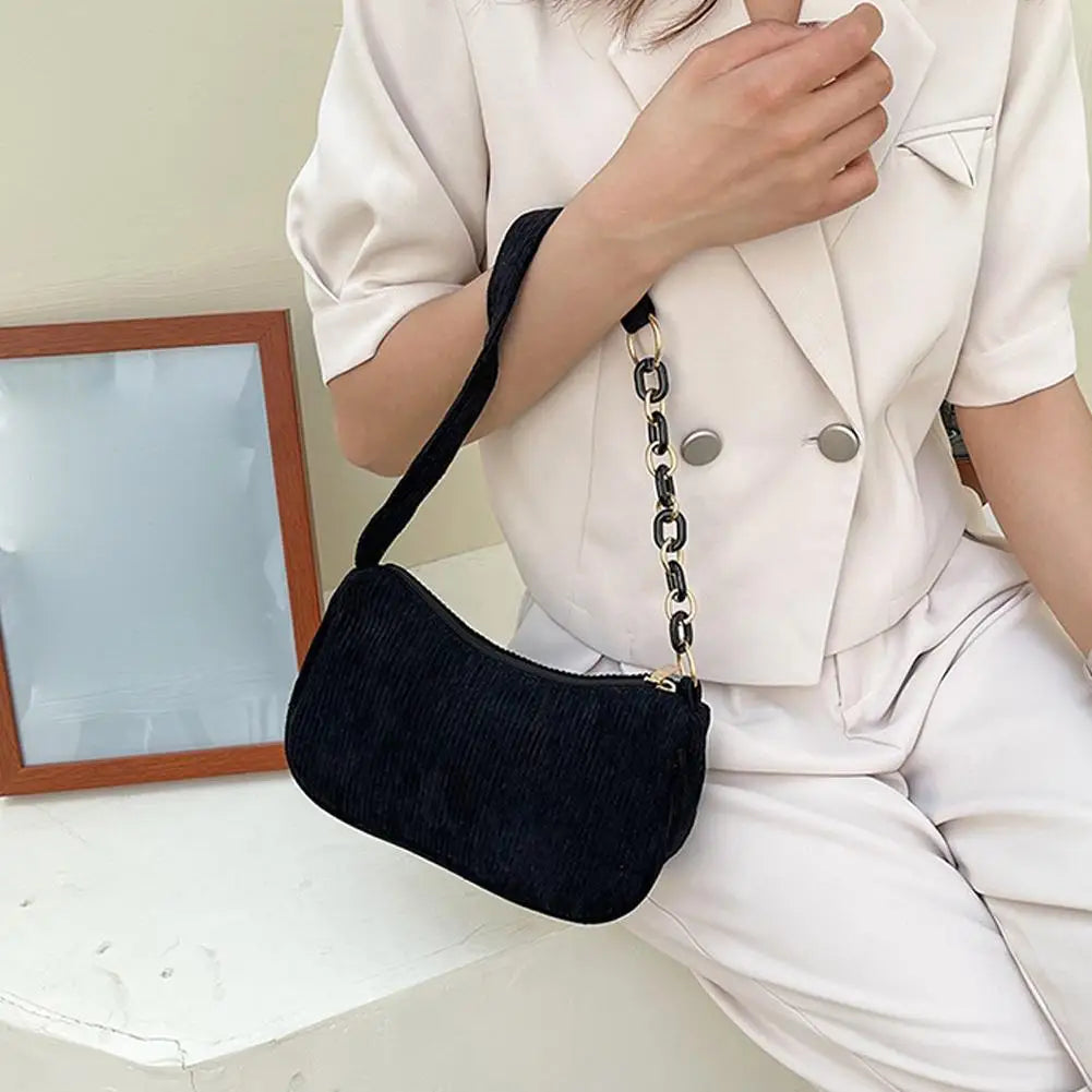 Corduroy Crescent Shoulder Bag