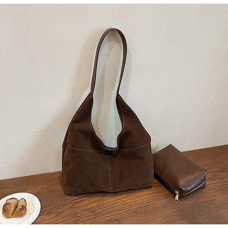 Large Suede Shopper Tote