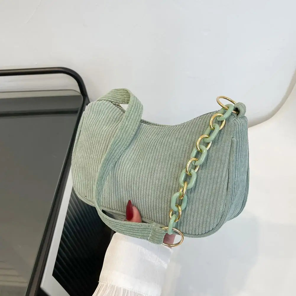 Corduroy Crescent Shoulder Bag