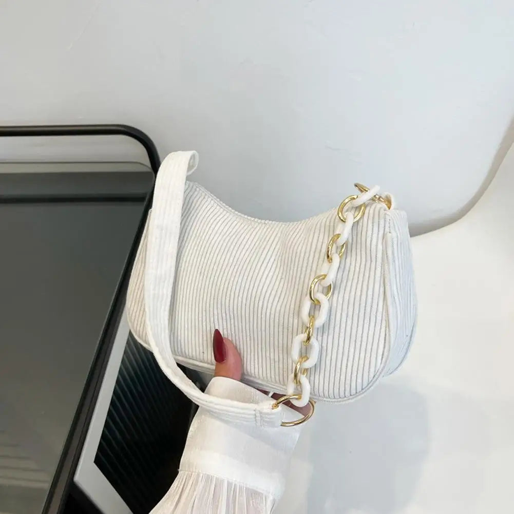 Corduroy Crescent Shoulder Bag