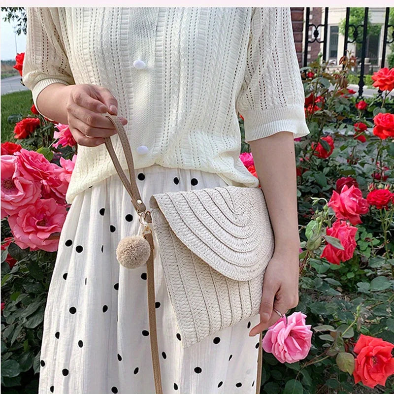 Woven Straw Envelope Bag
