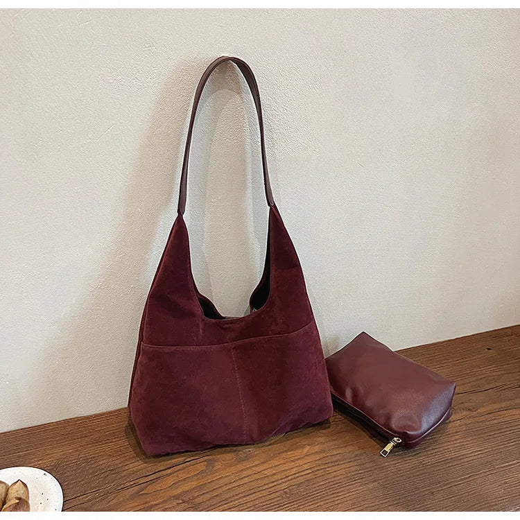 Large Suede Shopper Tote
