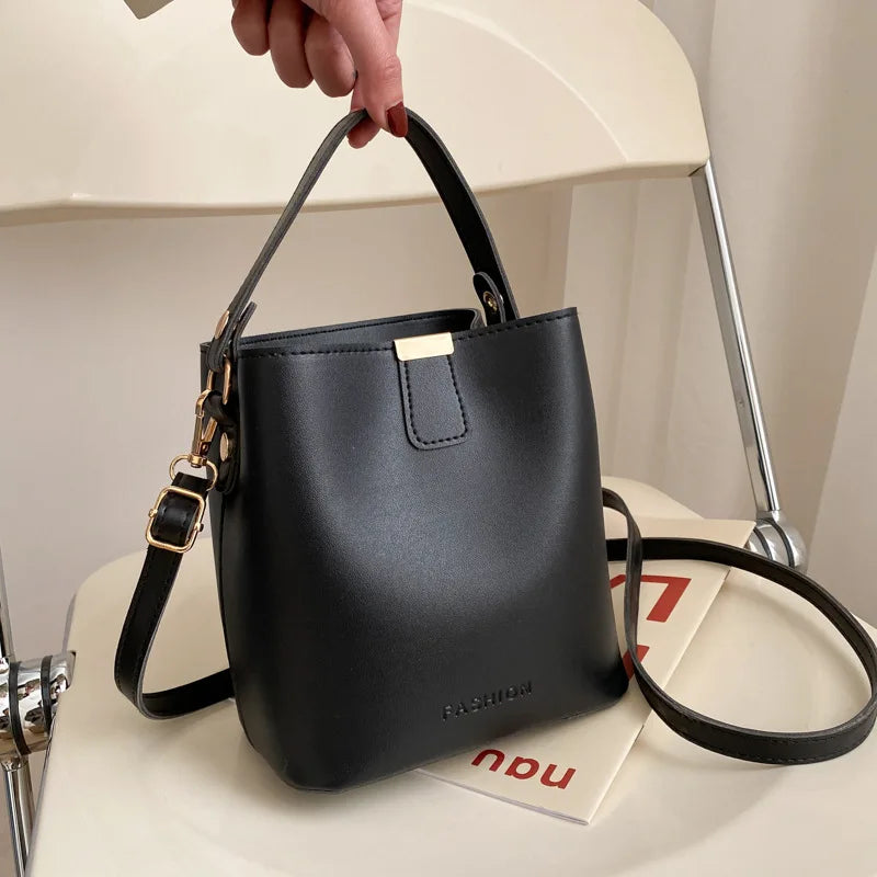 Classic Black Leather Tote Bag
