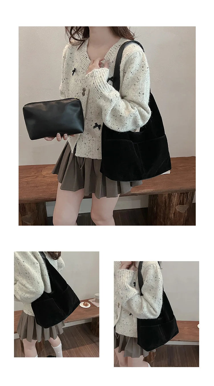 Large Suede Shopper Tote