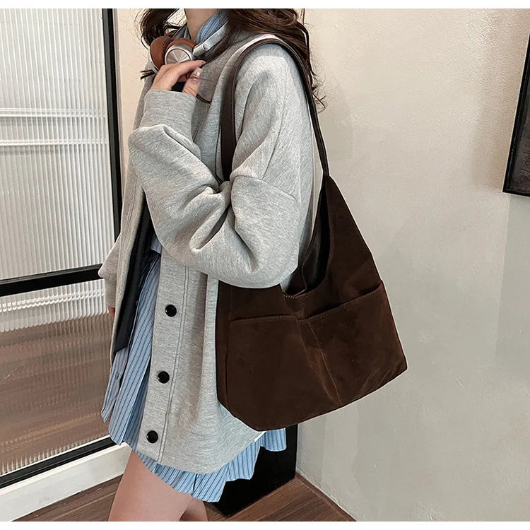 Large Suede Shopper Tote