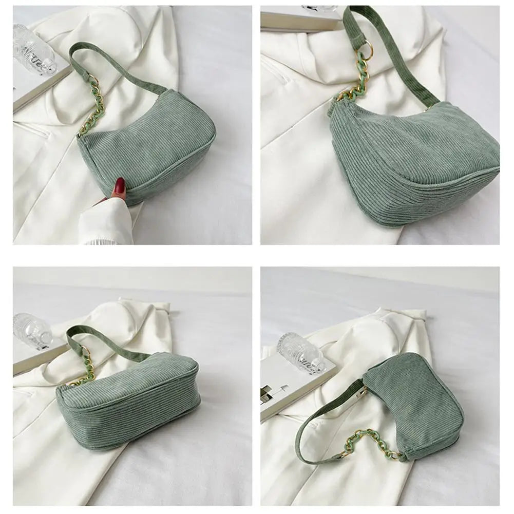 Corduroy Crescent Shoulder Bag