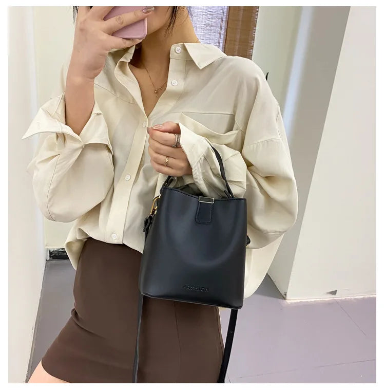 Classic Black Leather Tote Bag