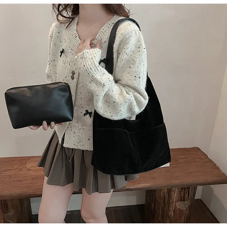 Large Suede Shopper Tote