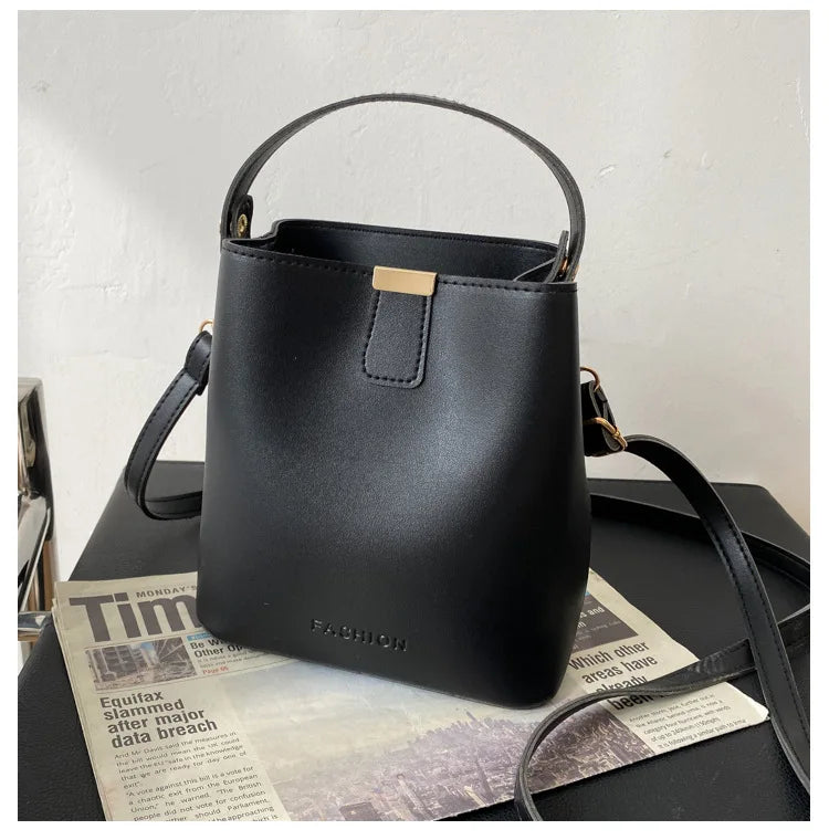 Classic Black Leather Tote Bag