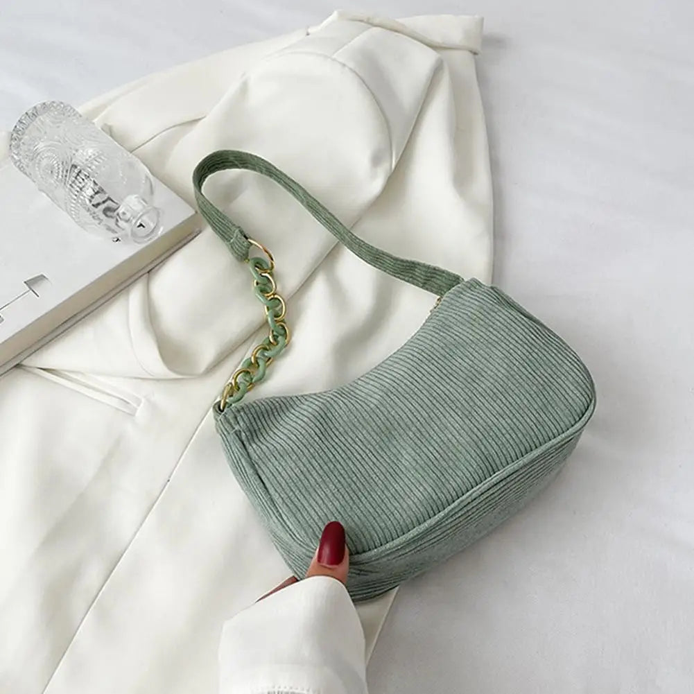 Corduroy Crescent Shoulder Bag