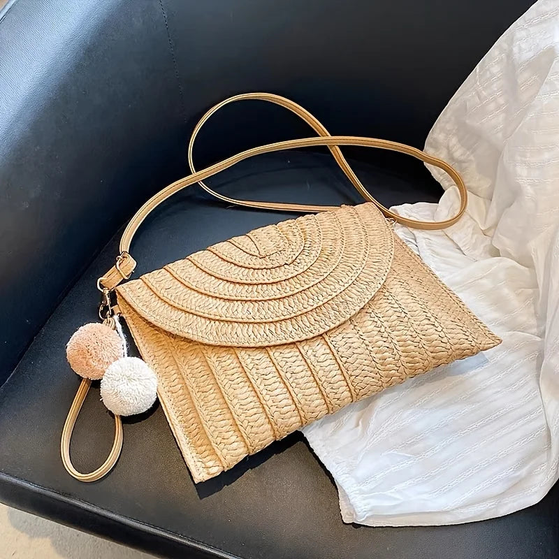 Woven Straw Envelope Bag