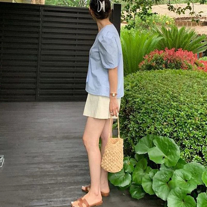 Straw Bucket Crossbody Bag