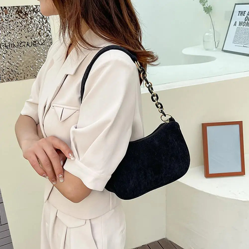 Corduroy Crescent Shoulder Bag