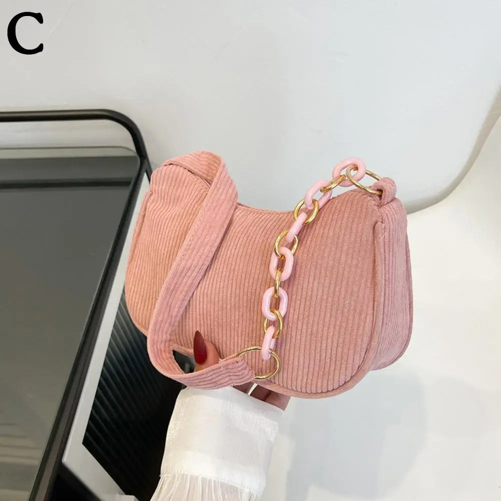 Corduroy Crescent Shoulder Bag