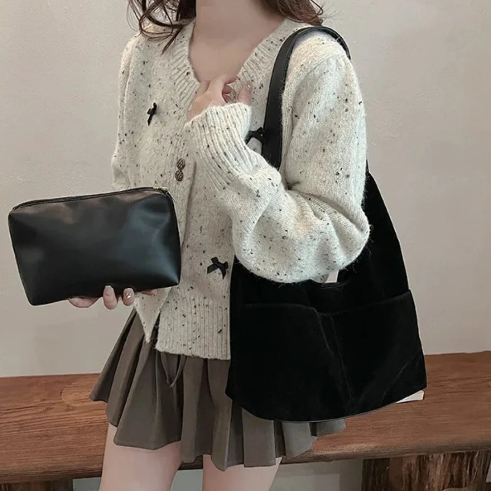Large Suede Shopper Tote