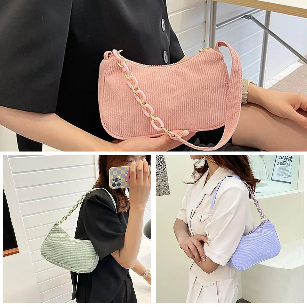 Corduroy Crescent Shoulder Bag