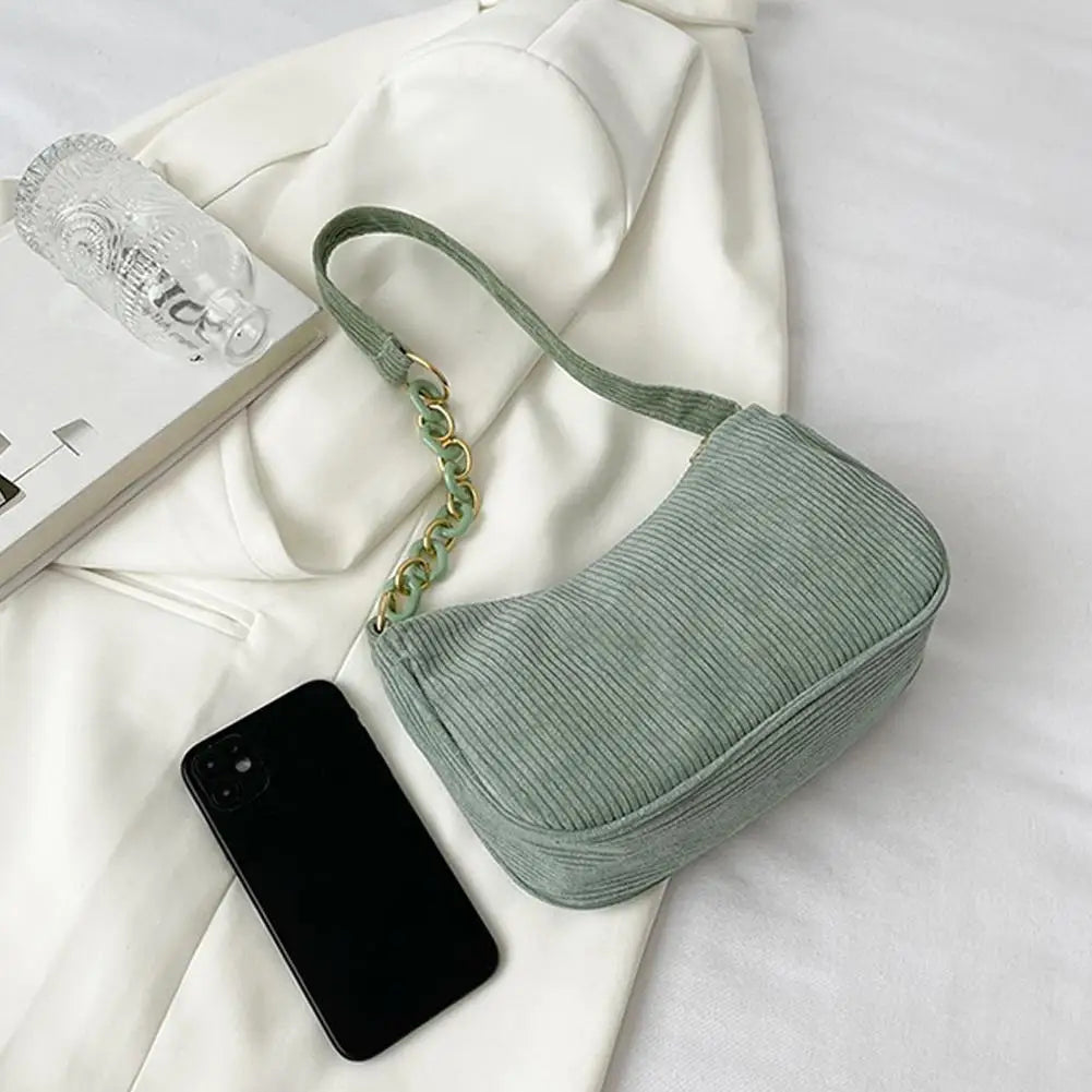 Corduroy Crescent Shoulder Bag