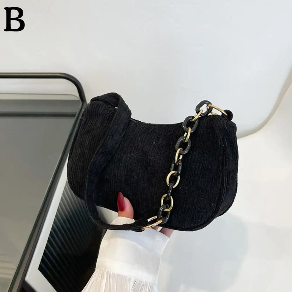 Corduroy Crescent Shoulder Bag