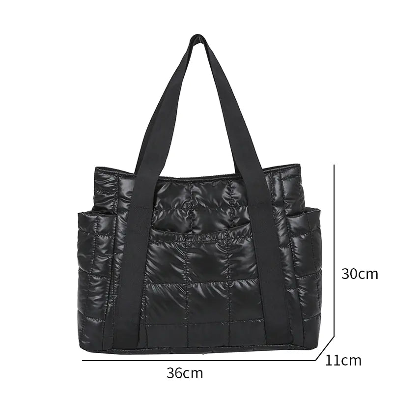 Fashion Retro Quilted Space Cotton Tote Bag - back view