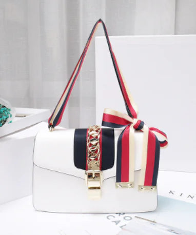 Striped Satin Ribbon Tote, Shoulder & Crossbody Bag - alternate view